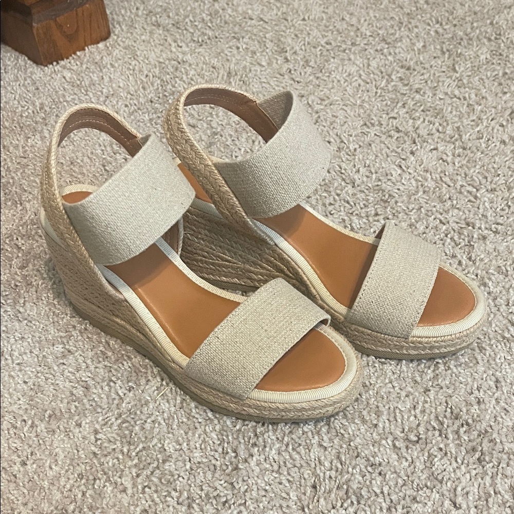 MIA Neutral Beige Espadrille Wedge Sandals